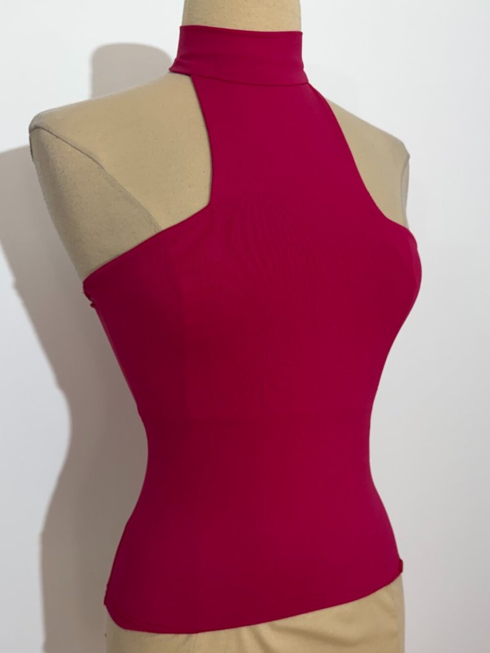 Morgan de Toi Tanin Y2K Burgundy Red Halter Tank Top